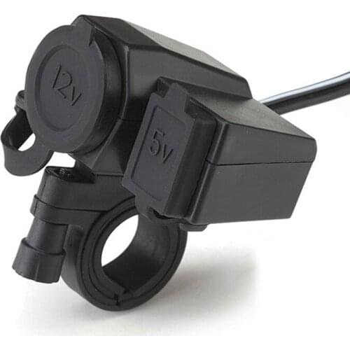 2.1A 12V Motorbike Handlebar Motorcycle USB Charger Phone Cigarette Lighter Power Adapter Outlet Socket With Waterproof Cover