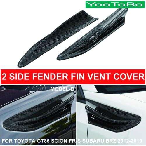 2PCS LHD RHD Car Styling Real Carbon Fiber Side Fender Fin Vent Trim Cover Sticker For Toyota GT86 Scion FR-S Subaru BRZ 2012-19