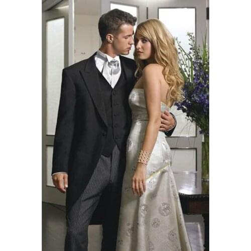 2020 elegant black costume homme Bridegroom morning wedding dress men suit groomwear 3 piece mens suits (jacket+Vest+pants)