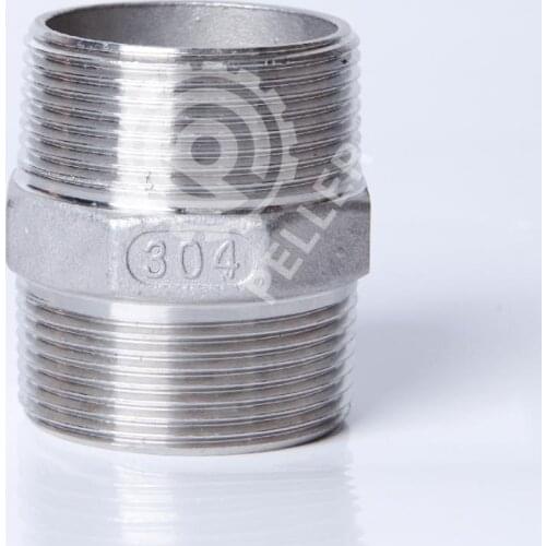 304 Stainless Steel Hex Nipple, Male x Male BSPT Thread, Choose Pipe Size 1/8" 1/4" 3/8" 1/2" 3/4"- Pipe Fitting