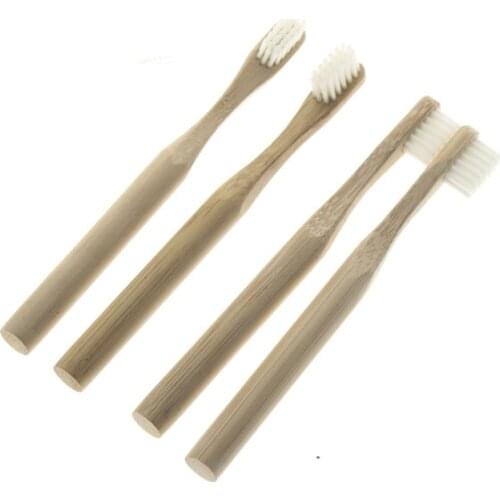 FDA Certification 4Pcs/Set Round Handle Natural Bamboo Eco Friendly Soft Bristle Travel Kid Children Toothbrush