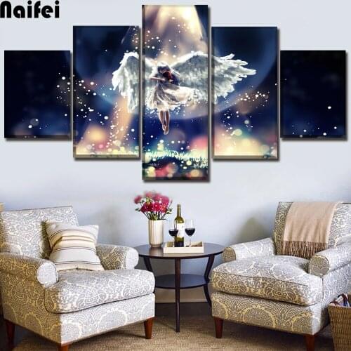 5d Diamond painting diy Home Decor Wall Art 5 Pieces Anime Angel anime art diamond embroidery Paintings Living Room Pictures