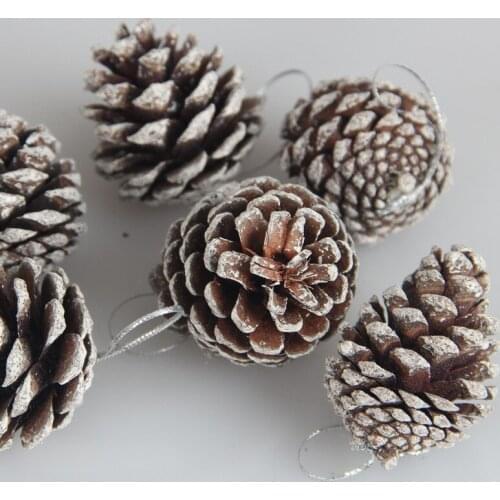 6pcs/ bag Christmas tree decoration pine cone ornaments decorations pine cone dyed white pine cone ornaments christmas tree