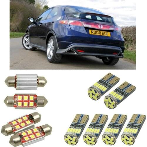 Interior led Car lights For Honda civic 8 hatchback fn fk bulbs for cars License Plate Light 9pc
