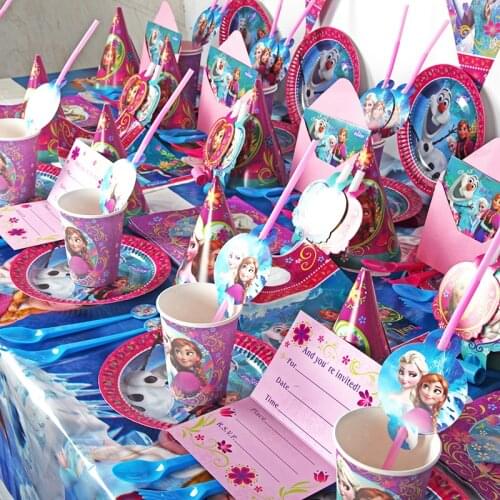 93pcs/lot Elsa and Anna Princess Birthday Party Decorations Kids Pretty Napkin for Baby Shower Party Supplies Disposable