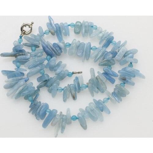 Aquamarine blue baroque branch 10-16mm necklace 19inch wholesale nature beads FPPJ gemstone