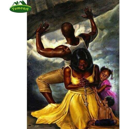 5D DIY Diamond Painting Handicraft Cross Stitch African American Lovers,children Full Diamond Embroidery Sale of Pictures Decor