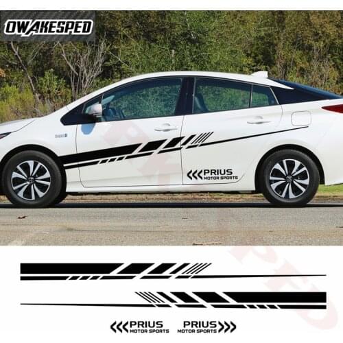 Car Styling Door Side Skirt Sticker For-Toyota Prius C TRD JDM Auto Body Waist Line Vinyl Decals Racing Sport Vinyl Decals