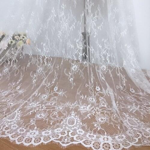 White 150cm *300cm Wedding bridal Dress Applique DIY Bridal Headdress scarf veil Eyelash lace fabric curtain free shipping