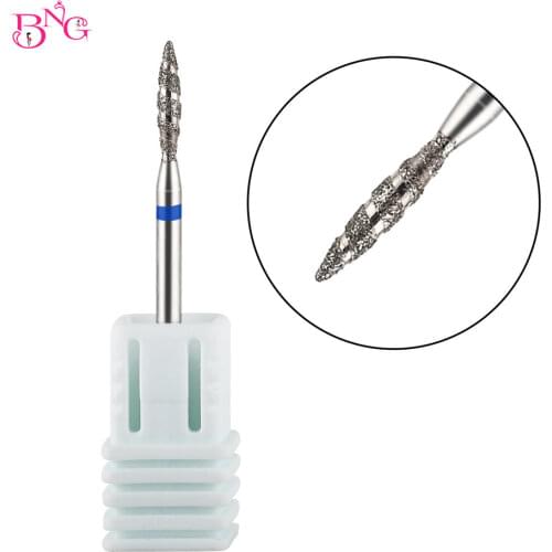 BNG 1PCS Tornado Flame Diamond Nail Drill Bit For Manicure Machine Cutters Rotary Burr Drill Accessories Spiral Nail Mills Tool