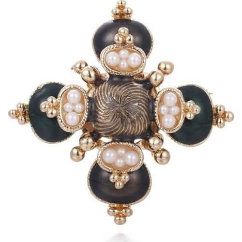 United States the new pearl brooches accessories cross multilayer drip enamel brooch high-grade corsage women clothing
