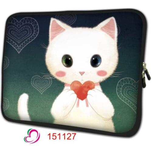 White Cat Laptop Sleeve Bag for Macbook Dell HP Asus Acer Lenovo Surface Notebook PU Case For Mac Air 13inch Pro 13 Retina Cover