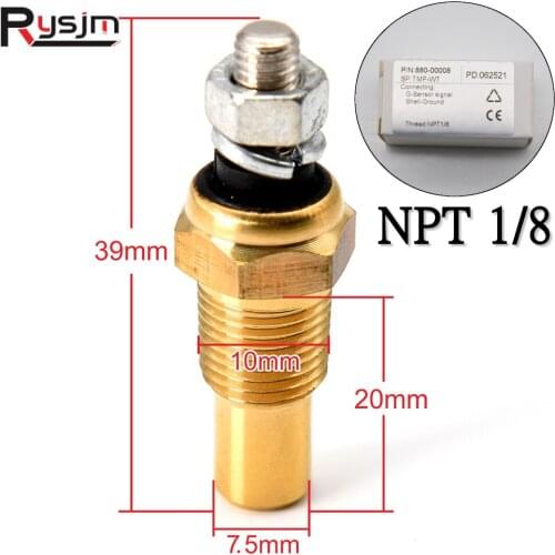 NPT 1/8 Water Temperature Temp Sensor for 52mm Water Temp Guage Meter 40-120℃ Electric Sender G-Sensor Signal