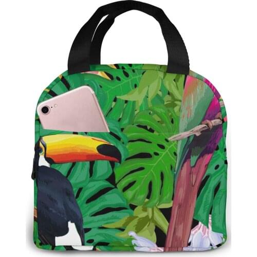 Exotic Birds Lunch Food Box Bag Insulated Thermal Food Picnic Lunch Bag for Women kids Men Cooler Tote Bag