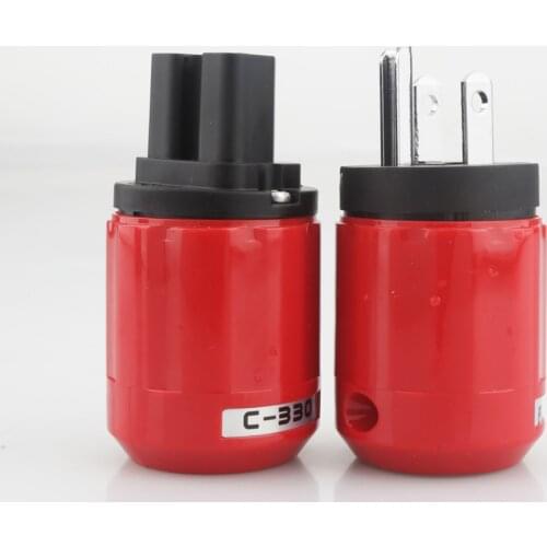 Pair Rhodium Plated US AC Power Plug +IEC Famale Plug DIY Mains Power Cable HIFI