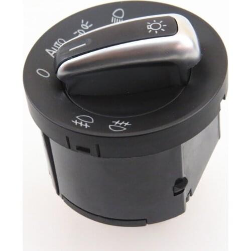 FHAWKEYEQ Chrome Headlight Switch Knob For VW Rabbit Tiguan Passat B6 3C Jetta MK5 MK6 Golf MK5 MK6 5ND941431B 5ND 941 431 B XSH