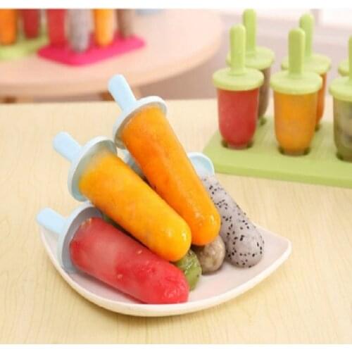 6 Cells Round Shape Summer Accessories Food Grade Lolly Mould DIY Ice Cream Maker Popsicle Molds Dessert Molds Kitchen Tools