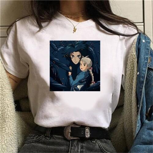 Howls Moving Castle T-shirts Graphic Tee Harajuku Tee Shirt Anime T-shirt Summer Kawaii Clothing Tops Funny Women Clothes
