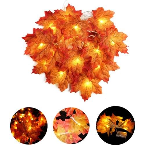 40 LED 19.7ft/6m Battery Powered String Lights For Halloween Thanksgiving Decorations Waterproof Maple Leaf Garland Lights