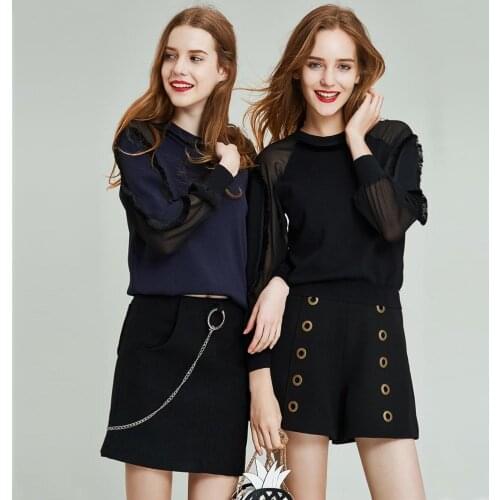 HAVVA Autumn Winter Women Patchwork Base Knitwear Thin Mesh Tassel Long Sleeve Female Tops Pullover Sweater Tide M3659