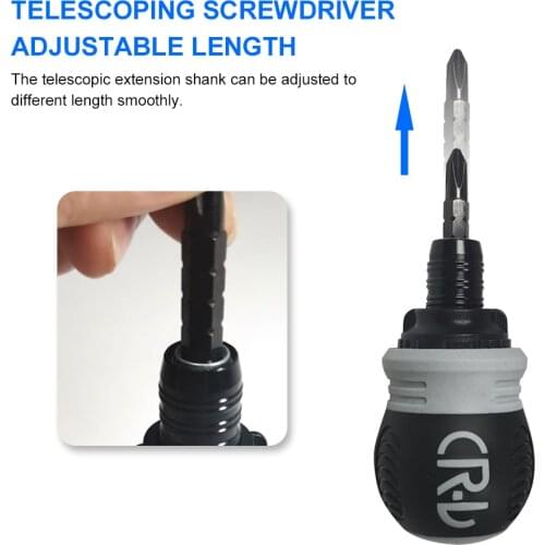 KKmoon Stubby Screwdriver Ratcheting Screwdriver Slotted and Cross Dual-end Telescoping CR-V Screwdriver for Electronics