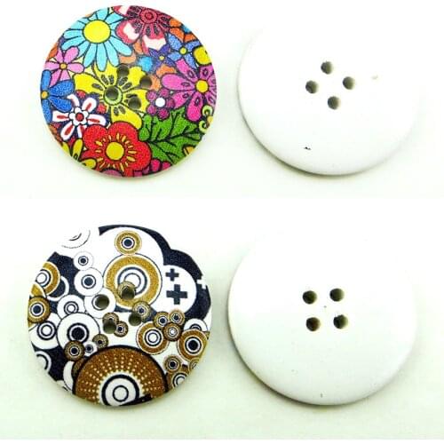 5PCS 40MM DIY Ring Button Fits Painting Wooden Sunflower Buttons Garment Coat Boots Sewing Clothes Accessory MCB-9822G