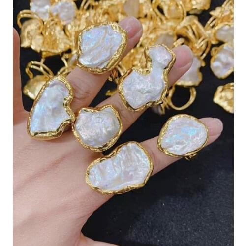 Woman Pearl Ring, Retro personality Rhinestone opening ring, jewelry ring temperament Luxy Pearl Ring 5pcs Mix Color