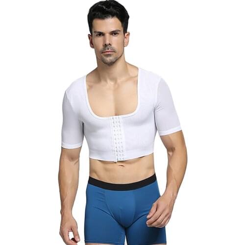 Men Slim Body Shaper U-neck White Seamless Shapewear Breathable Mesh Body Shaping Shirt Belly Control Waist trainer Corset