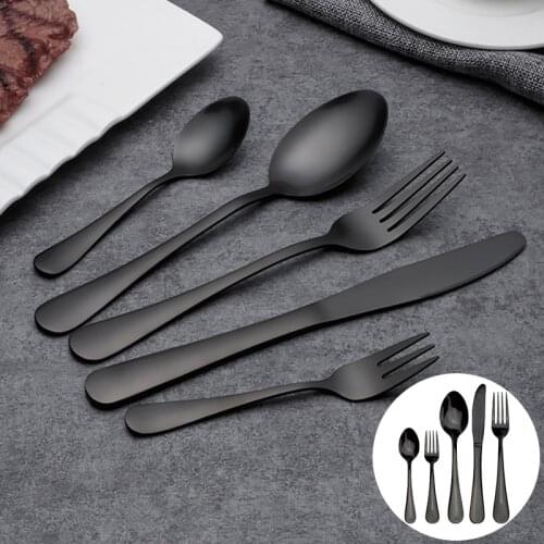 Creative Spoons Black Dinnerware Stainless Steel Cutlery Western Style Food Steak Knife Fork Dessert Fruit Fork Dining Tableware