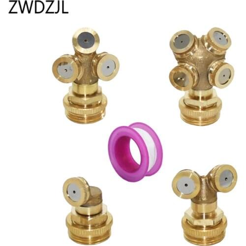 1 2 3 4 Hole Brass Spray Misting Nozzle Male 1/2 3/4 Garden Fog nozzle Irrigation Fitting Home Watering Garden Tools 1pcs