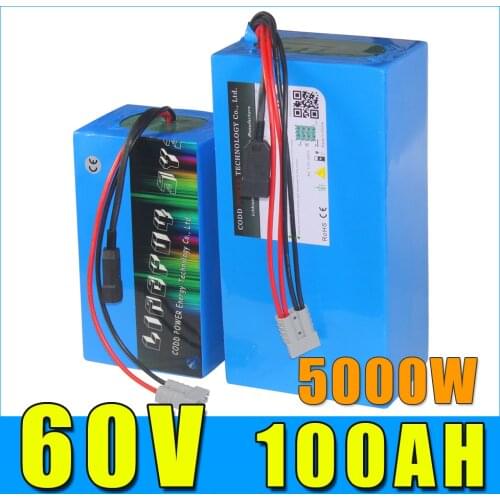 60V 100AH Electric motorcycle Electric bicycle scooter Lithium Battery Pack with 3000W 5000W BMS 5A Charger