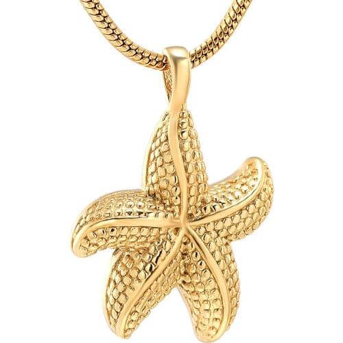 IJD10039 Cute Sea Star Shape Stainless Steel Pet Cremations Keepsake Memorial Pendant Necklace for Ashes Urn Jewelry