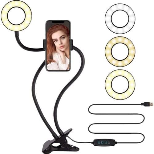 Selfie Ring Light With Flexible Mobile Phone Holder Lazy Bracket Desk Lamp LED For Youtube Live Stream Office Kitchen Stand