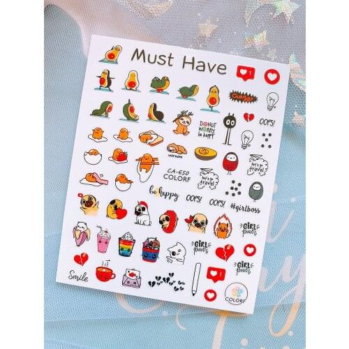 Animals Cartoon Nail Stickers Cute Stickers Korea Nail Design Manicure Sliders for Nails Art Decorations Accessories 2021