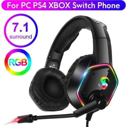 7.1 Stereo RGB Gaming Headset Gamer Headphones with Microphone For PC PS4 PS5, Over Ear Noise Canceling Computer Phone Earphones