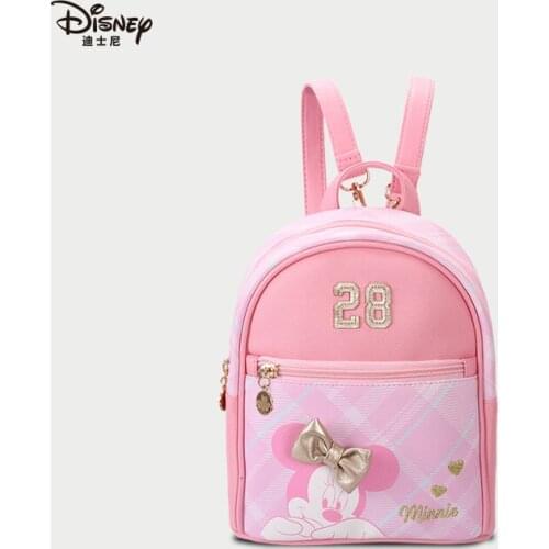 Disney Mickey Mouse 2020 New Minnie Style Backpack Plaid Artistic Mori Womens Bag Casual All-Match Large Capacity Bag