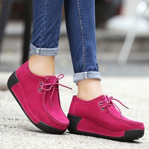 2021 Winter New Authentic Leather Platform Thick-Soled Cowhide Cotton-Padded Mom Shoes Thick-Soled Non-Slip Casual Shoes