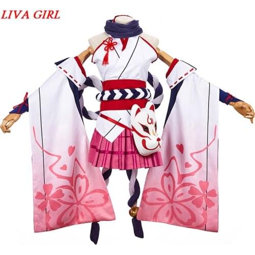 Liva girl New Anime! Honkai Impact 3 Yae Sakura Uniform Cosplay Costumes For Women Free Shipping+White Stocking mask