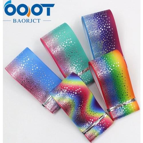 OOOT BAORJCT I-19911-2126,38mm,10yards Colorful Gradient bronzing grosgrain Ribbons,bow cap DIY,fitas para artesanato