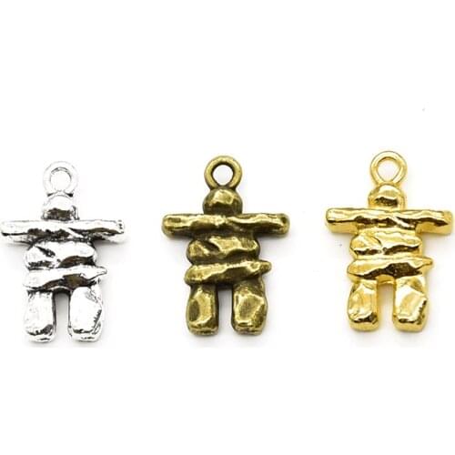 6PCS Wholesale Vintage Metal Retro Stone Man Charms Inuksuk Pendants For Jewelry Making DIY Handmade