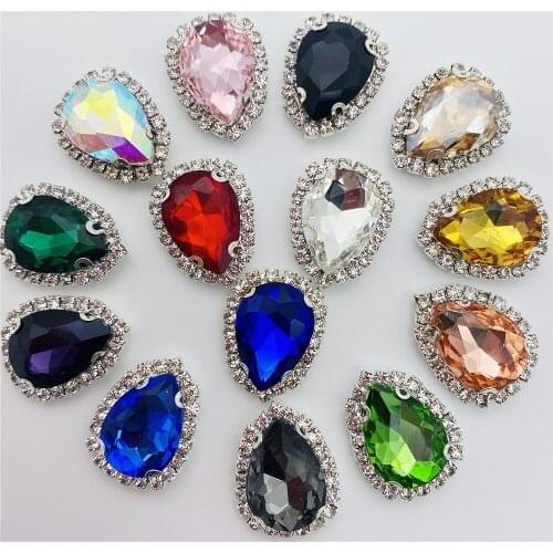 Wholesale new tear drop claw rhinestone sew on rhinestone