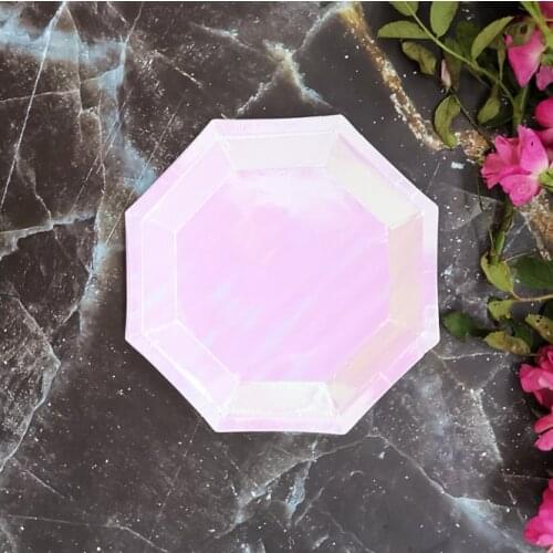 Wholesale High Quality 7 Pink Laser Paper Plate, Suitable For Parties, Celebrations, Birthday Parties, Disposable Tableware