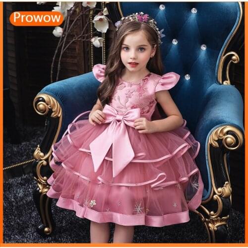 Princess Dress Flower Lace Embroidery Formal Sleeveless Wedding Gown Tutu Girls Children Clothing Kids Party for Girl Clothes
