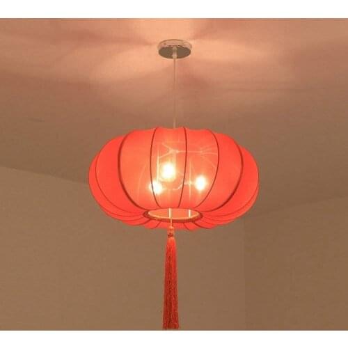 Chinese Hand Solid Red Lanterns Restaurant Pendant Light Balcony Corridor Hanging Lamp Pastoral Hallway Bedroom Pendant Lamps