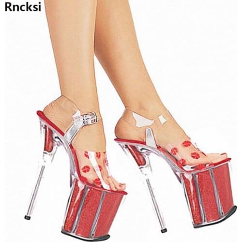 Rncksi New 20 cm Sexy Pole Dancing Shoes 8 Inch High Heels Shoes Sexy Mature Nightclub Model Womens Shoes