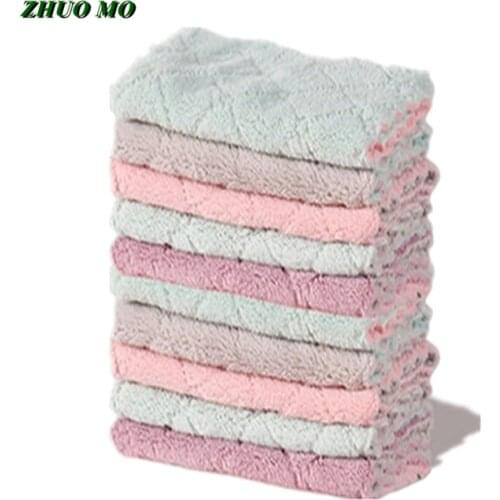 20pcs Soft Microfiber Kitchen Towel Dish Cloth Double-sided rag Non-stick Oil Washing Cloth Rag for home Cleaning Wiping Tools