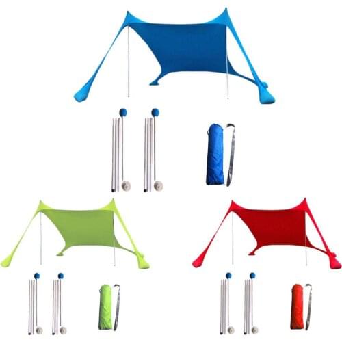 Family Beach Sunshade Tent With Sandbag Anchors 4 Free Pegs UV Protection Canopy For Parks Outdoor Awnings Sun Shelter Tarpaulin