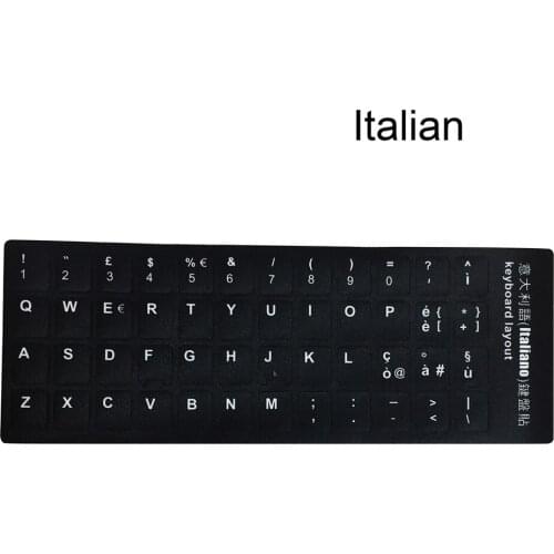Universal keyboard sticker to replace matte keyboard sticker Italian, with black background and white letters