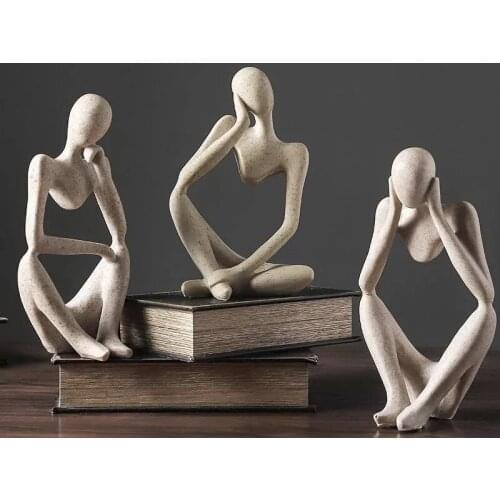 In Stock Nordic Abstract Thinker Statue Resin Figurine Office Home Decoration Desktop Decor Handmade Crafts Sculpture Modern Art