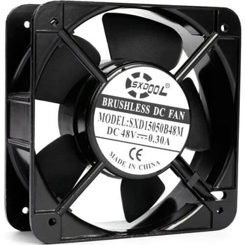 15cm DC 48v Cooling fan 150mm Dual Ball Bearing 150X150X50 mm metal frame 3000RPM 208CFM cabinets chassis axial cooling fan